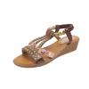 Women's Plus Size Peep Toe Rhinestone Flats, Casual Summer Sandals
