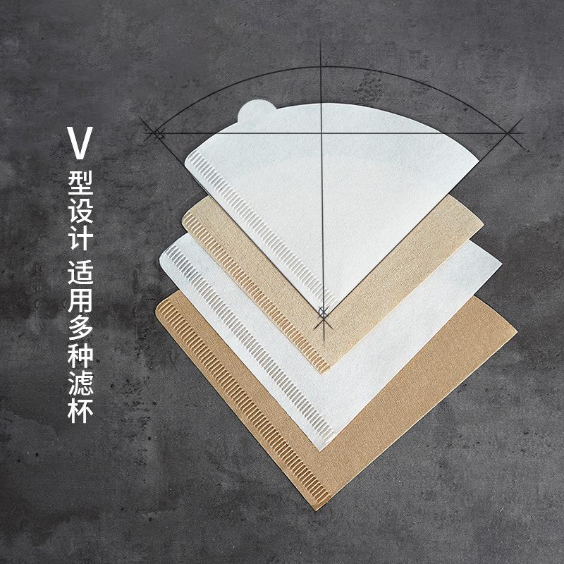 1PACK Hand Drip Coffee Filter Paper Cone Log Pulp V-Funnel Americano Coffee Machine Drip Filter Paper 1-2/2-4 Servings