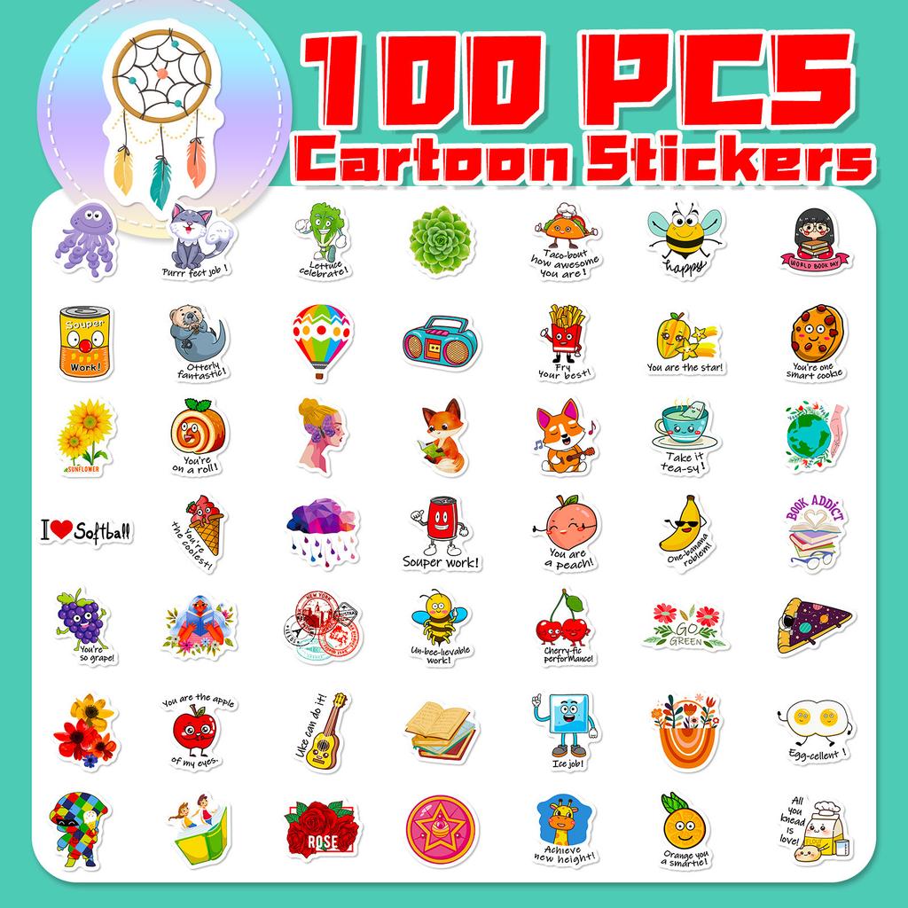 100 Kleine Größe 4cm Homophon Mix and Match Aufkleber Wortspiel Belohnungsaufkleber Kinder Spaß Motivation