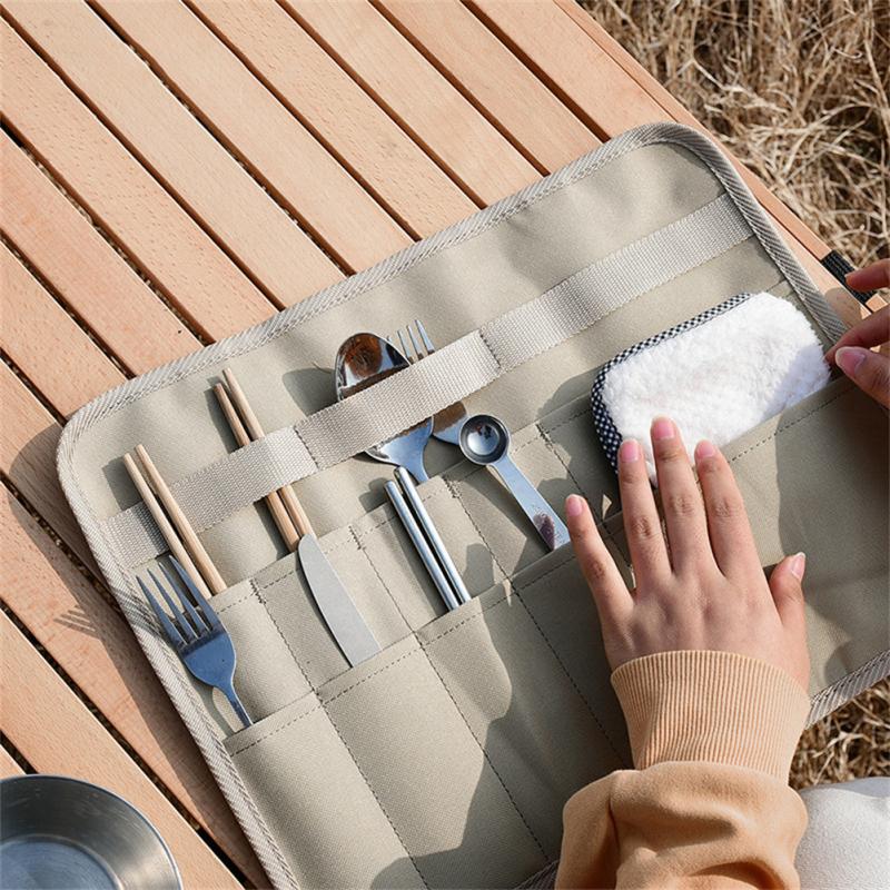 Oxford Cloth Camping Portable Tableware  Storage  Bag Ultralight Foldable Picnic Cutlery Storage