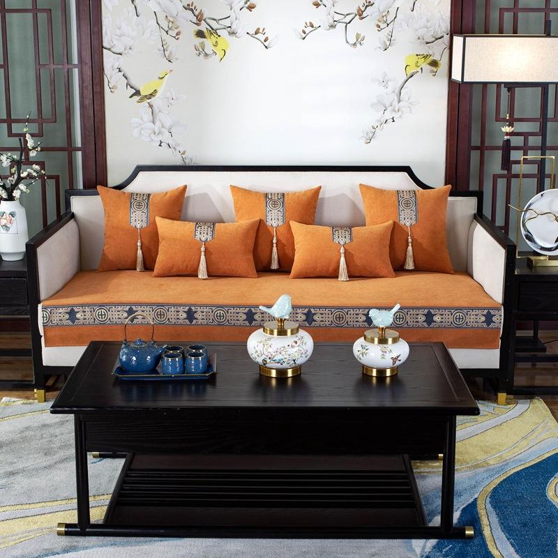 

Китайская высококачественная твердая древесина китайская диванная подушка Four Seasons универсальный диванный чехол ткань нескользящая диванная подушка 70x70cm оранжевый