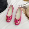 Women's Flat Shoes with Metal Buckle Plus Size Work Wear Shoes