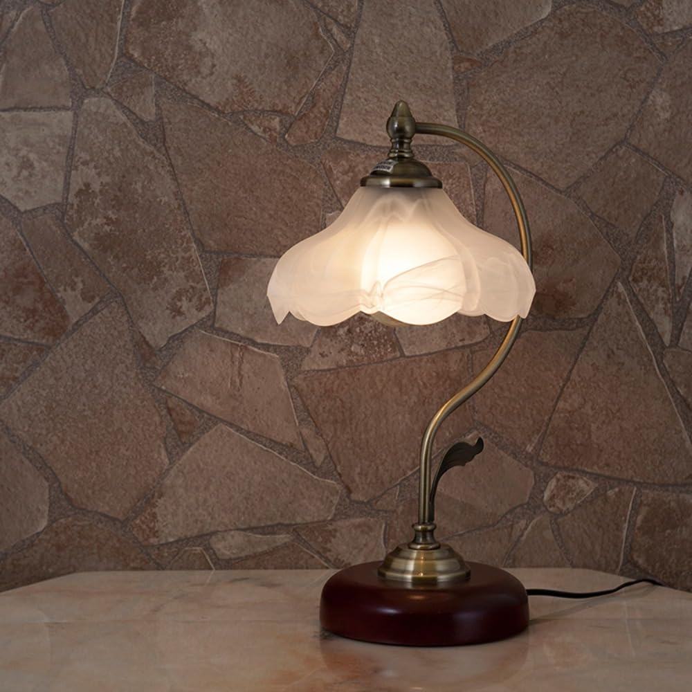 Akizuki Trading Klarer Glasschirm Tischleuchte, B26 x T26 x H43cm, MS-T020