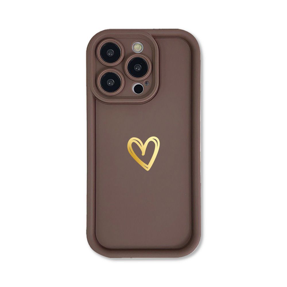 Gold love for iPhone17ProMax mobile phone case 14 Apple 13 matte 12/15 premium 11 fine holes