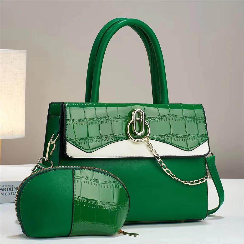 2pcs/set Women's Bags PU Leather Tote with Small Wallet Handbag Purse Patchwork Shoulder Bag Large Capacity Totes Sac A Main