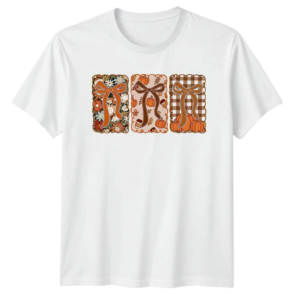 Autumn Bow Pumpkin Harvest Graphic Tee Unisexs Unisexs Shirt S
