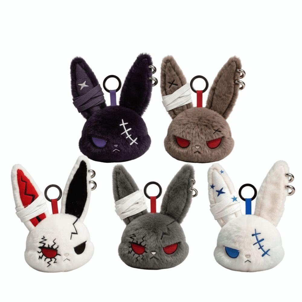 Plush Dark Bunny Plush Doll Embroidered Rabbit Bag Charm Cute Bunny Plush Keychain Daily Carry