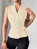 European-American Style Sleeveless Summer 2025 Slim Fit Tie-Up Cardigan Blouse for Women