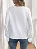 Women's V-Neck Long Sleeve Top with Decorative Buckle - Solid Color, Perfect for Spring & Summer Casual Wear.