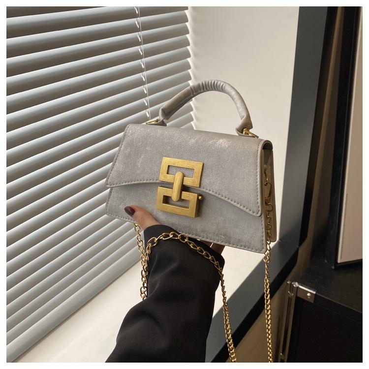 New trend retro women's casual fashion chain lock texture crossbody shoulder small square bag