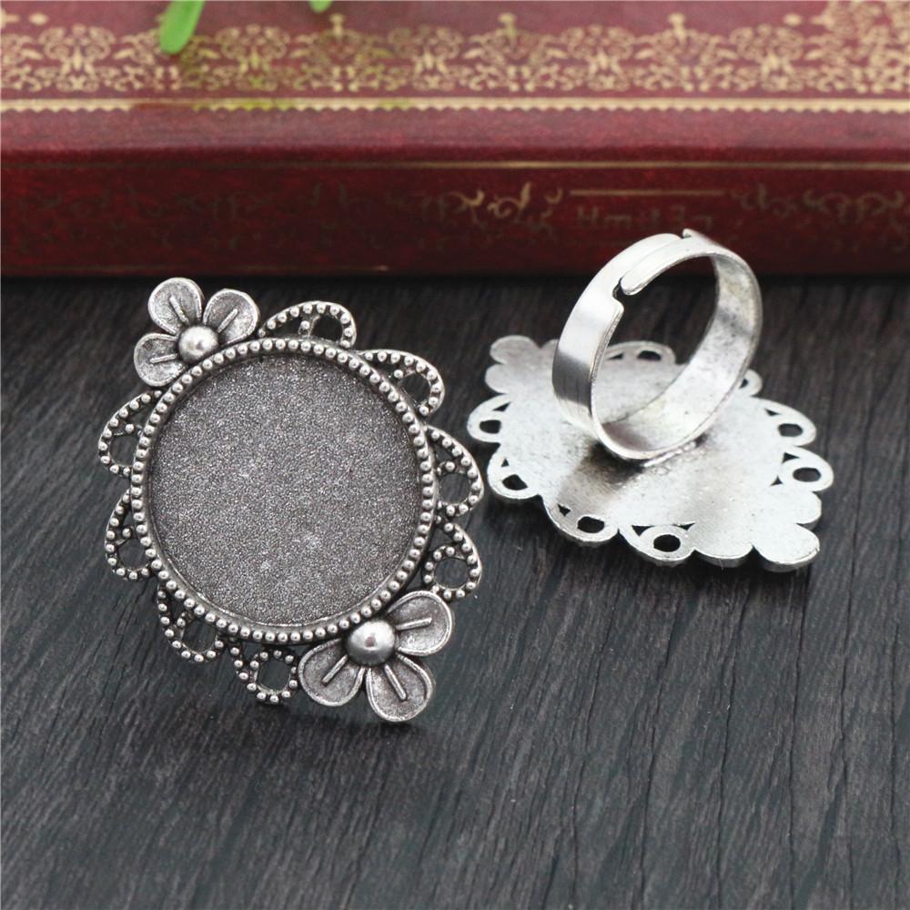 

20mm 5pcs Antique Silver Plated Bronze Brass Adjustable Vintage Ring Settings Blank/Base,Fit 20mm Glass Cabochons,Buttons Bezels античный серебряного