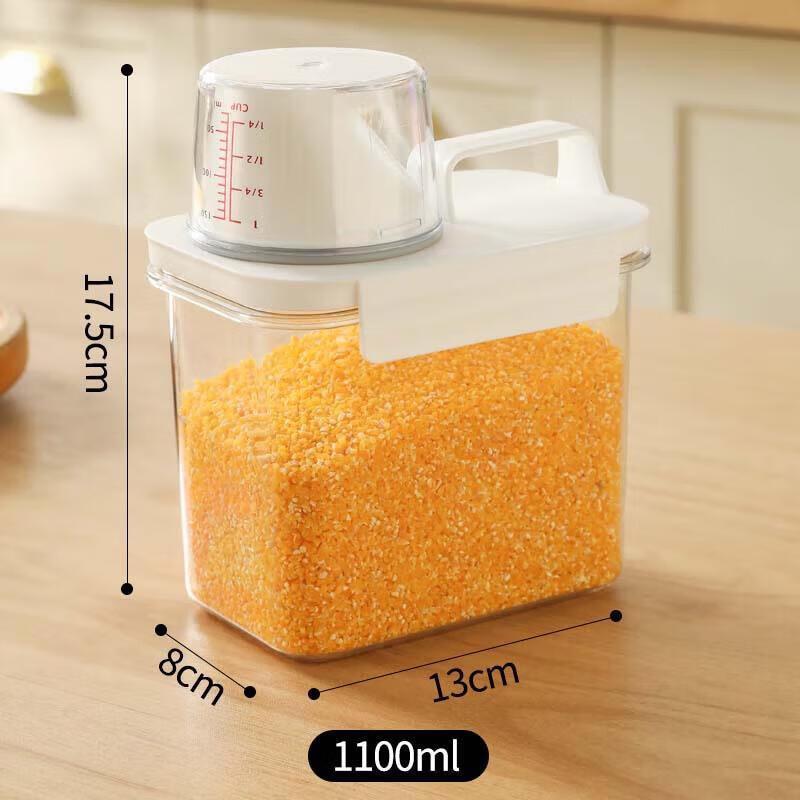 JingJingRS 1100ml Kitchen Sealed Storage Canister with Measuring Cup