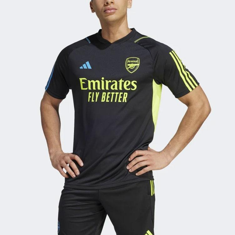 Adidas Arsenal Tiro 23 Training Jersey Color Block Short Sleeve Football Shirt Men Tops Black HZ2181