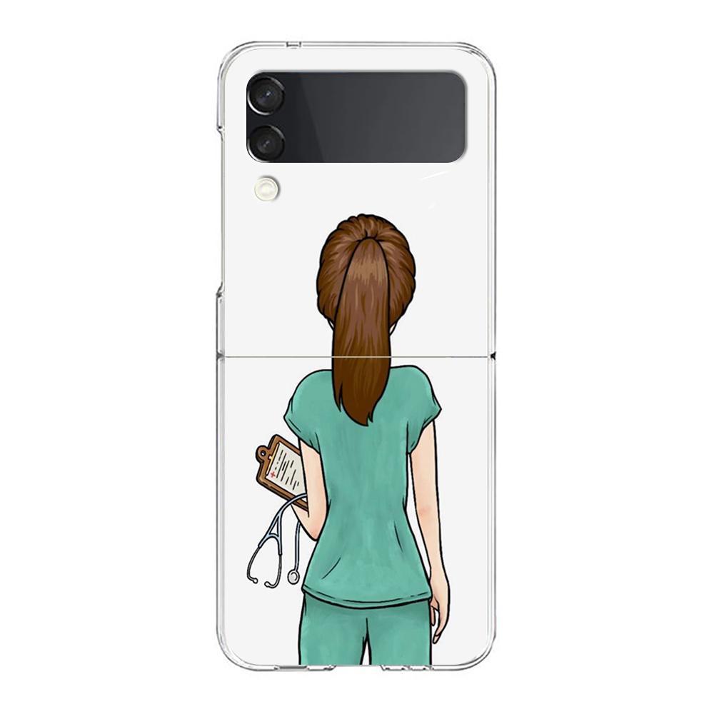 Arzt Krankenschwester Medizin Handyhülle Für Samsung Galaxy Z Flip 3 4 5 Hartes Faltbares Klares PC Für Samsung Z Flip 6 Rückseite