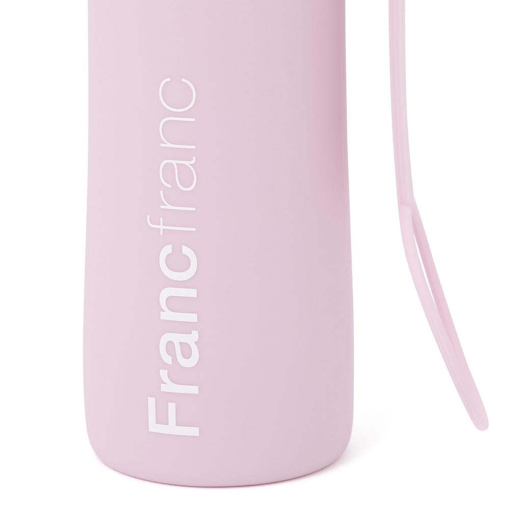 Francfranc Foldable Silicone Compact Water Bottle Bottle, Pink,