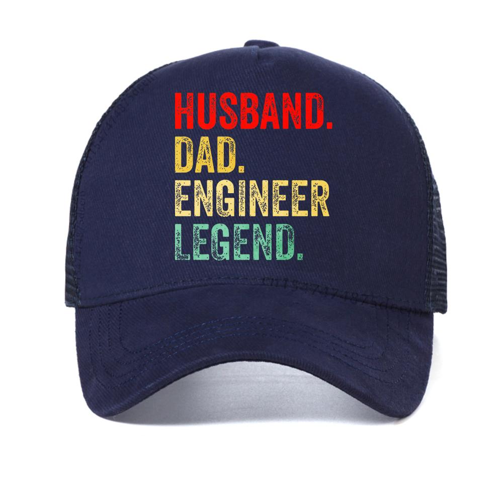 

Funny Husband Dad Engineer Legend Retro baseball cap Summer Graphic Retro Streetwear Father Day Gifts caps casual mesh sun hat Adjustable темно-синього кольору