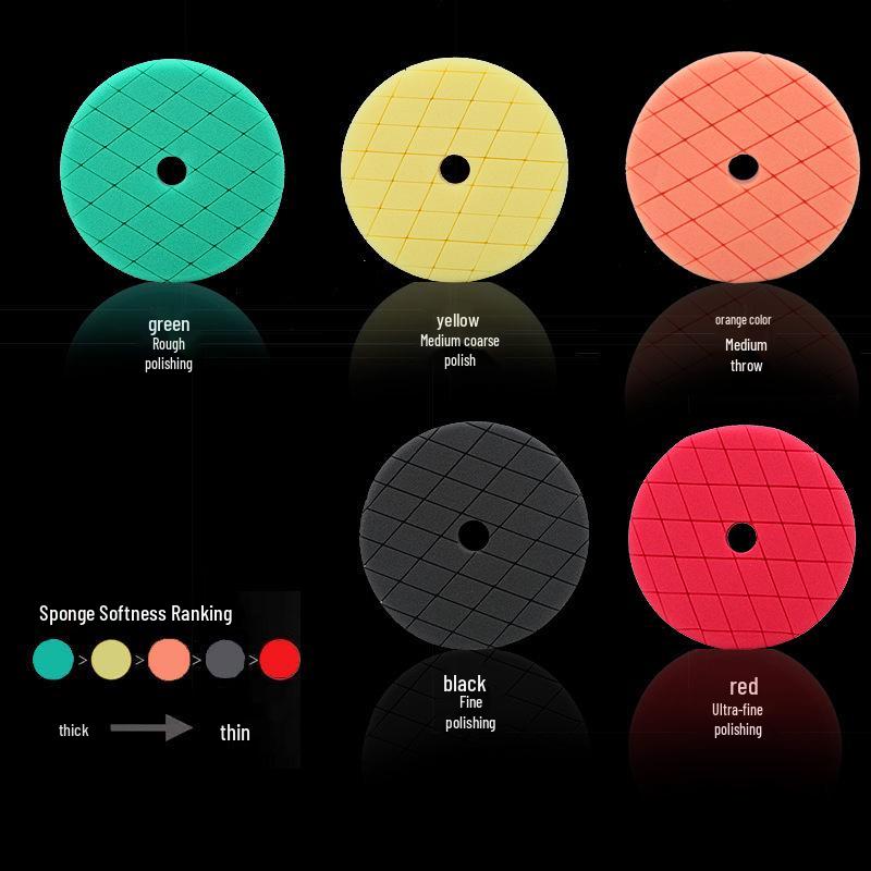 Diamond Pattern Beveled Edge Car Polishing Pad - 6/7 Inch Polyester Foam Waxing & Grinding Sponge