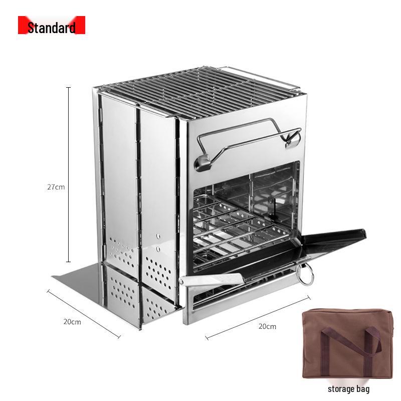 

Портативный складной гриль-барбекю из нержавеющей стали и дровяная печь для приготовления пищи на открытом воздухе