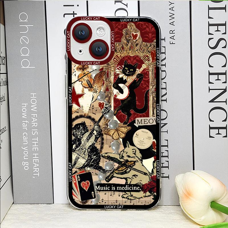Abstract Art Cat Phone Case for IPhone 16 15 14 13 12 11 Pro Max 12 13 Mini XS X XR 16 15 14 7 8 Plus SE2 Shockproof Soft Covers