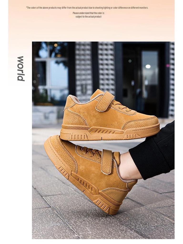 Children's White Leather Skate Shoes, Wear-Resistant, for Ages 6-12, Casual Sports Style for Boys (2024)