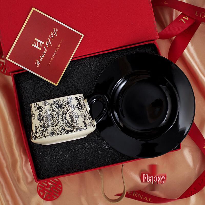Shangqi Rose Ceramic Mug with Saucer