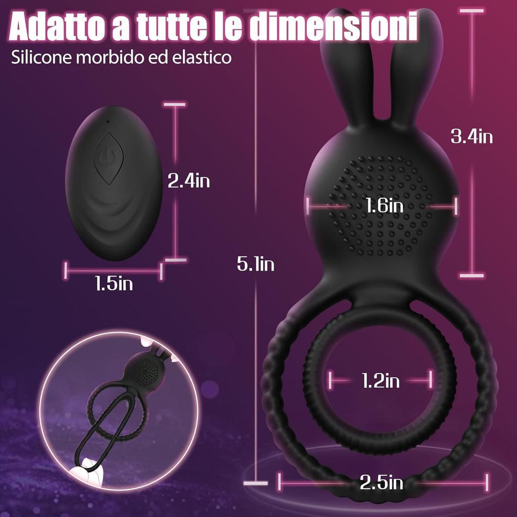 Cross Rabbit Vibration Ring: Male Lock & Nipple Testicle Massager