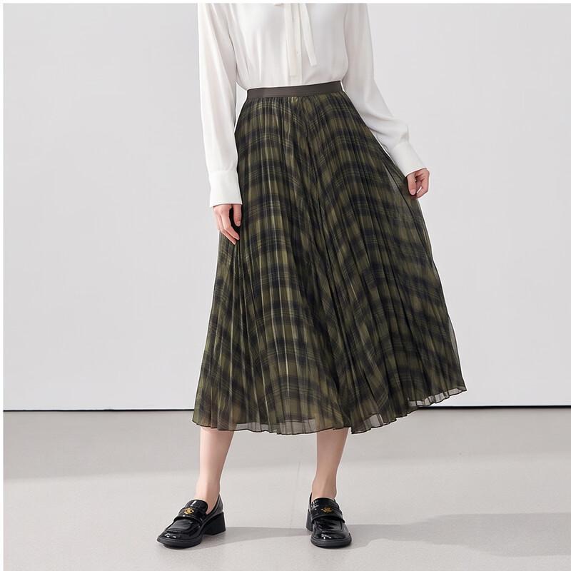KOMPASU Plaid A-Line Midi Skirt S
