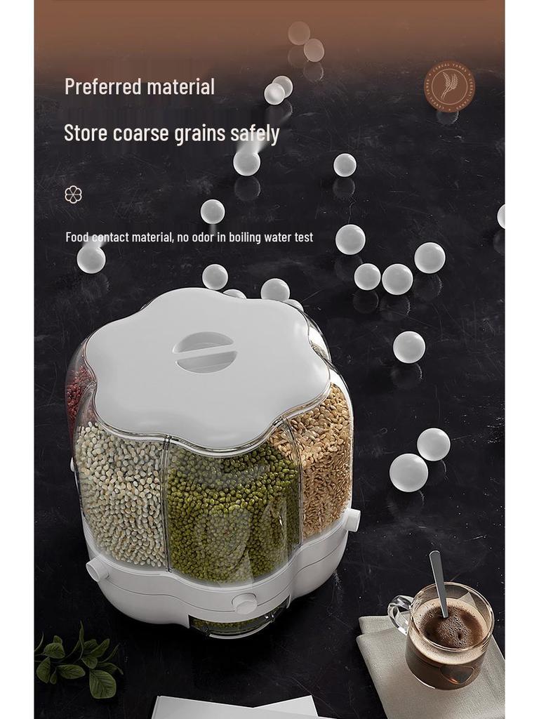 Japanese-Style Rotating Rice Storage Box - Large Capacity, Insect & Moisture-Proof Grain Container