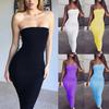 Women Sleeveless Off Shoulder Strapless Bodycon Long Maxi Evening Party Dress