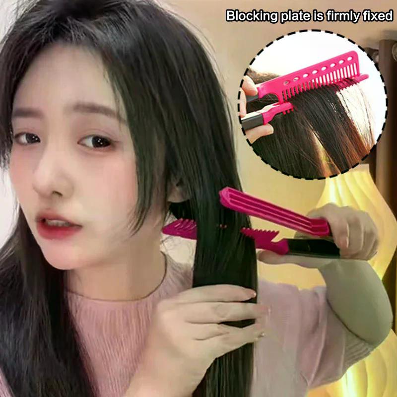 V Type Hair Straightener Brush DIY Hairdress Tool Hairdressing Combs Natural Hair Styling Curling Comb Hair For Male And Female