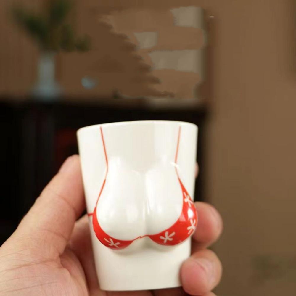 6Pcs/Set Creative Bikini Ceramic Tea Cup Wihite Porcelain Swimsuit Women Body Shot Glass Espresso Cup 50ML