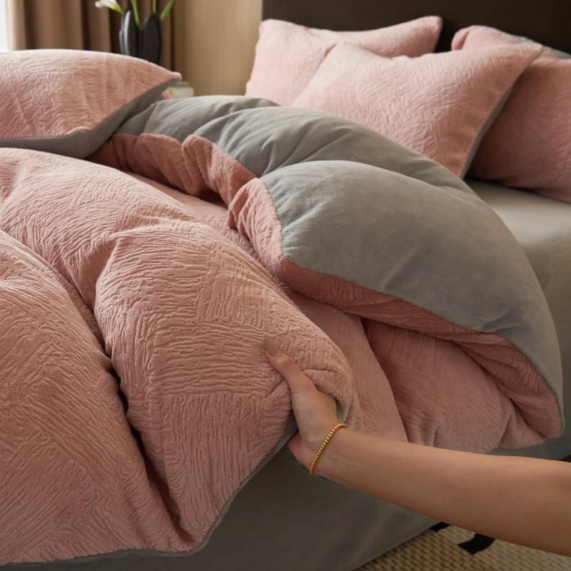 Baby Mom Grade A High Weight Milk Velvet Bedding Set Winter Warm Coral Fleece Sheet Duvet Cover