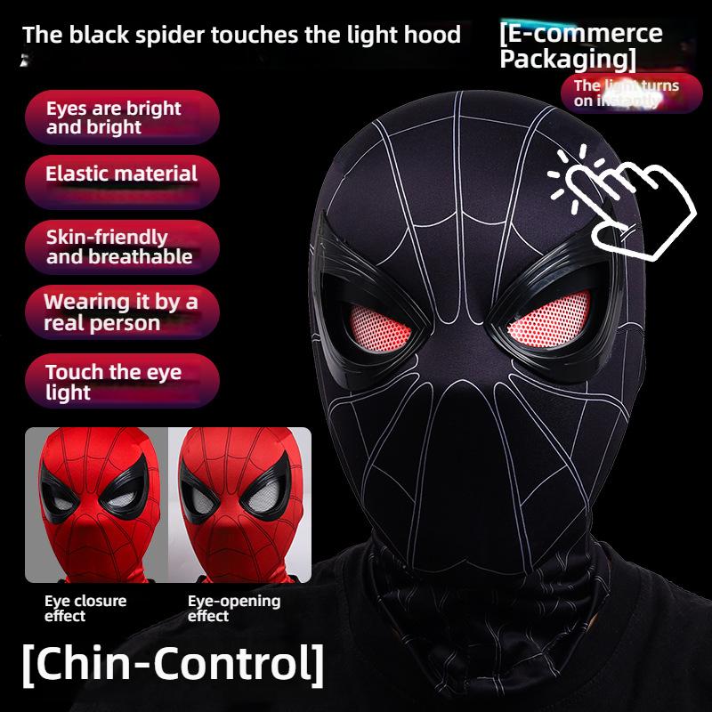 Adult Spider-Gwen Cosplay Helmet Touch Activated Light Up Electric Movable Eyes Mask Halloween Party Headgear