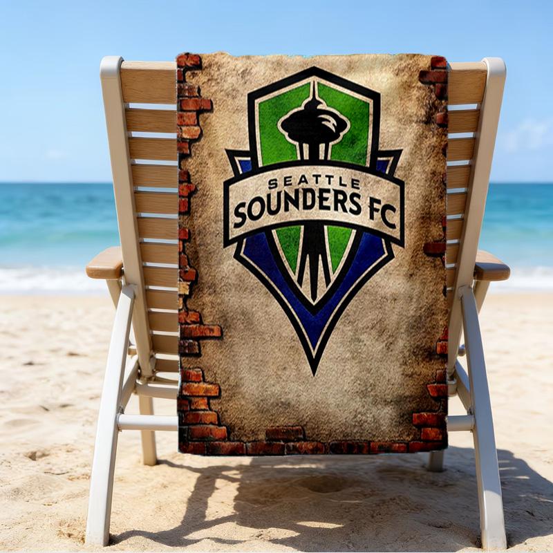 Sea-ttle Fc Logo Printed Beach Towel, Super Soft Microfiber, Perfect Gift Birthday, for Pool, Beach, Travel, for family and friends
