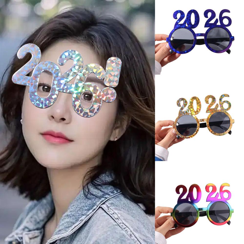 Sweet 2026 Happy New Year Glasses Cute New Year Decorative Sunglasses Christmas Supplies