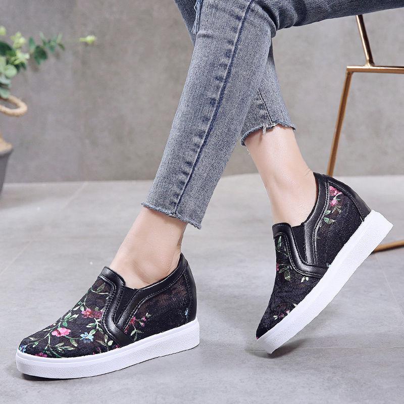 

Летняя повседневная женская обувь из кружева, дышащая, тренды 2025, оригинальная мода Y2k, слипоны на высокой платформе, вышивка, женская обувь 39