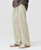 AGOD Single-Pleat Wide Corduroy Elastic Pants [Ivory]