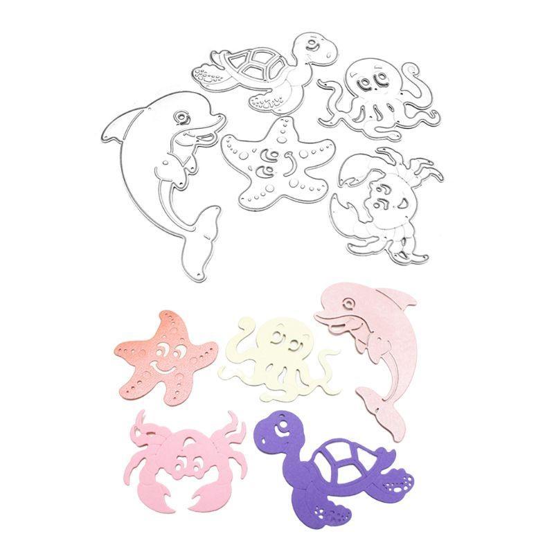 5 Pcs Handicrafts DIY Marine Life Cutting Dies Metal Cutting Stencils for Scrapbooking Album Stamp Paper Card Embossing