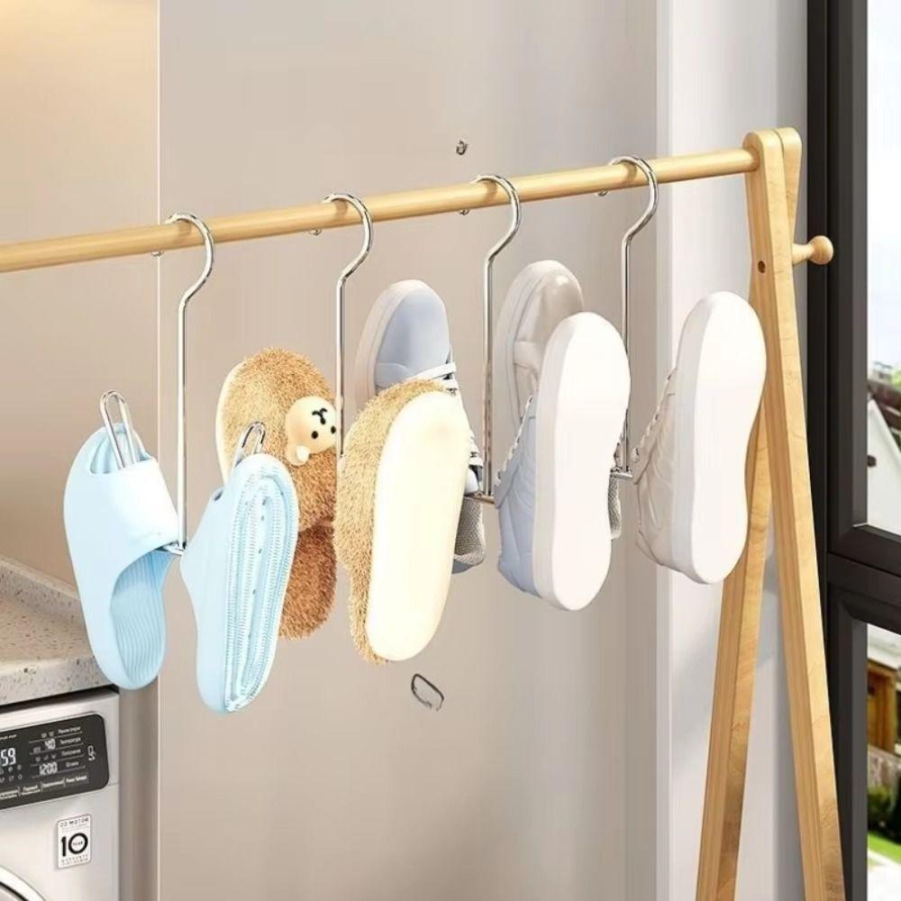 4 Τμχ/Πακέτο Ασημί Γάντζος Κρεμάστρας Ρούχων Ανοξείδωτο Ατσάλι Οργανωτής Αποθήκευσης Νέα Βάση Στεγνώματος Παπουτσιών