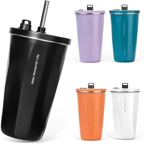 

Apaeofl Tumbler with Straw, Stainless Steel, Wide Mouth, Vacuum Insulated, Suitable for Home, Office, and Outdoor Use, Available in Multiple Colors, K