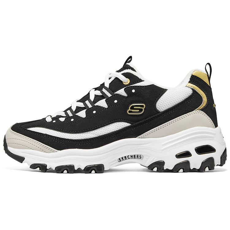 Skechers Women's Black/White Dlites 1.0 Casual Comfortable Versatile Durable Low-Top Dad Shoes Sneaker 896268-Bknt Cm