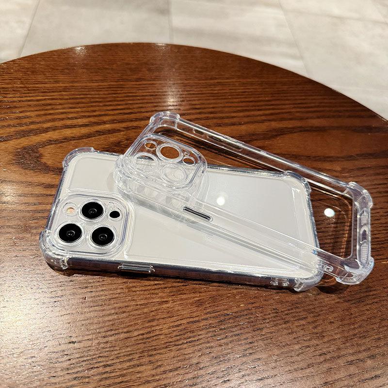 Vier Ecken Anti-Fall Weiches Silikon Transparent Stoßfest Handyhülle für iPhone Samsung Huawei Honor Xiaomi Redmi OPPO Realme Vivo Infinix Tecno