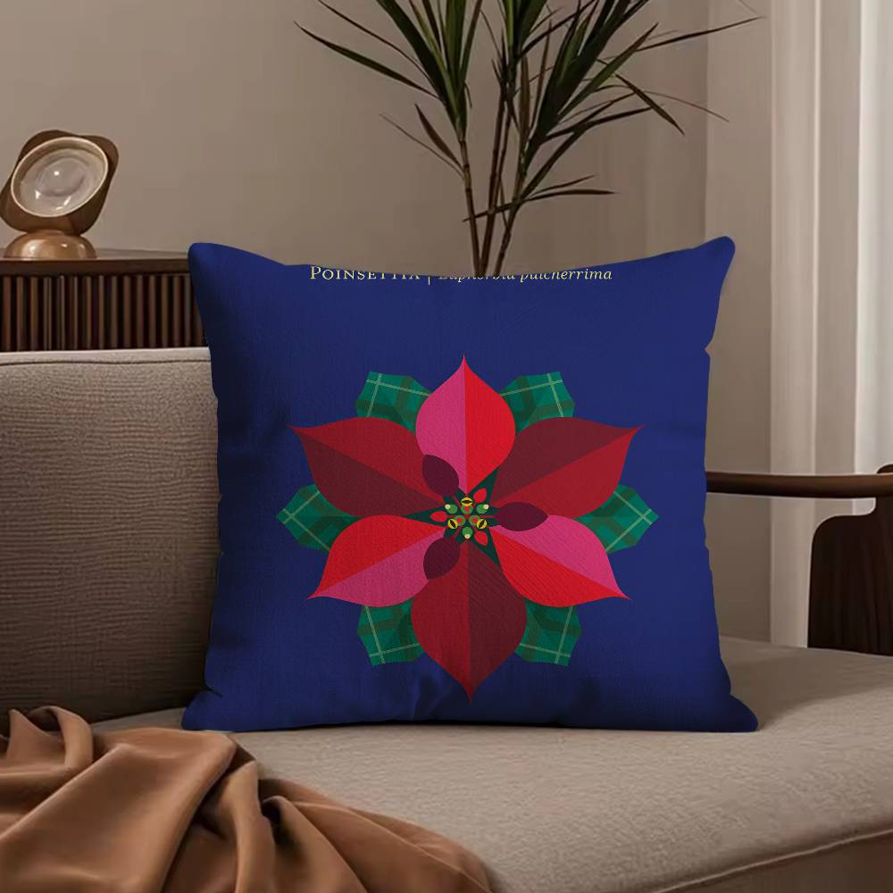 Simple Flower Art Pillow Case Anti-dustmite Pillowcase Invisible Zipper Silky Short Plush Sofa Cushion Cover