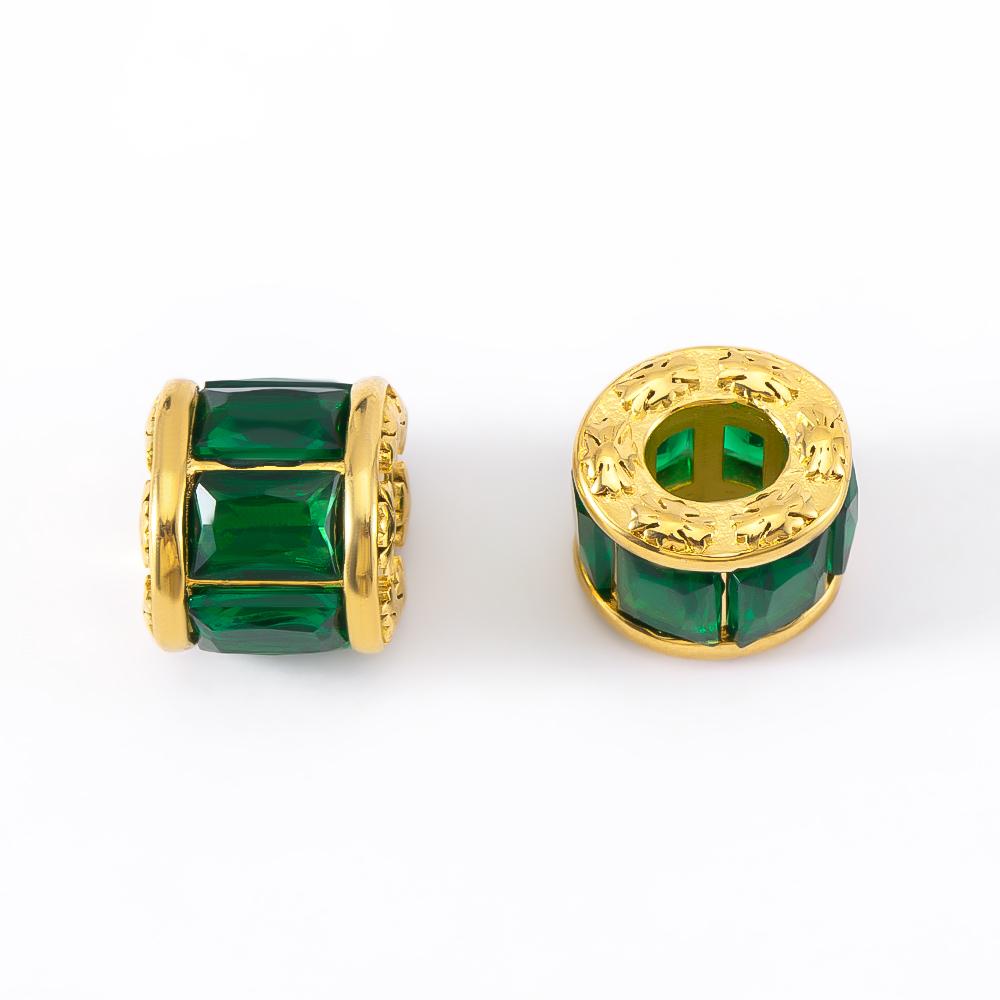 

1pc 2pcs Luxury Stainless Steel Colorful Crystal Spacer Beads Large Hole for European Bracelet Charms Jewellery Making Materials 1pc 13x11.6mm зелёный