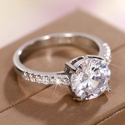 Anelli rotondi semplici ed eleganti con zirconi cubici per le donne Fedi nuziali di fidanzamento Accessori Gioielli di tendenza 2022
