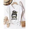 Casual T-shirt V Neck Fashion  Leopard MOM Life Printed T Shirts Women Short Sleeve V-Neck Tee Shirt Summer Female Girls Tee