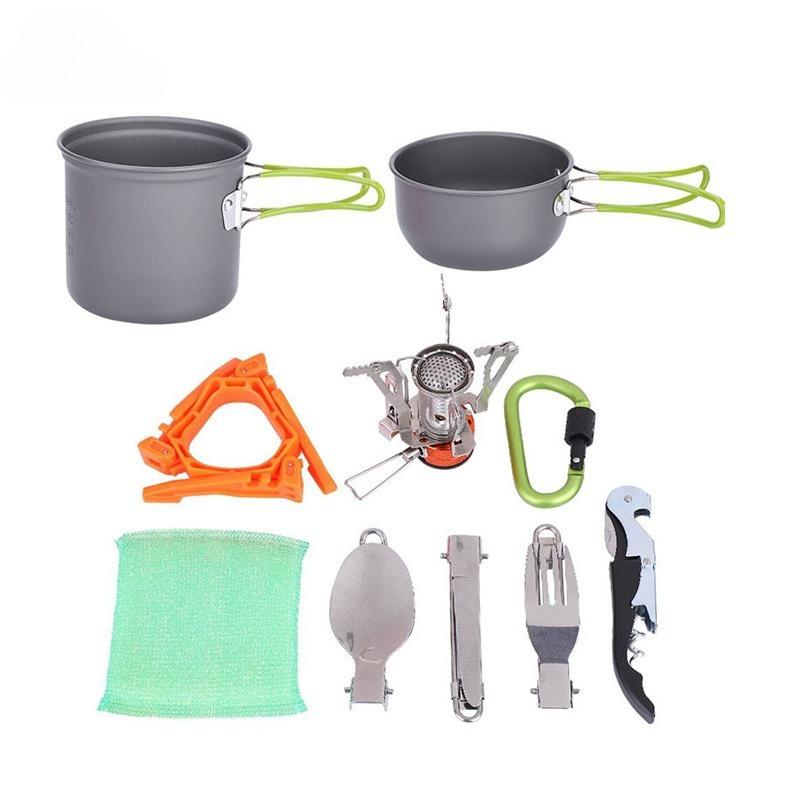 Outdoor Cookware Set Camping Set Pot Portable BBQ Grill Tableware Stovetop