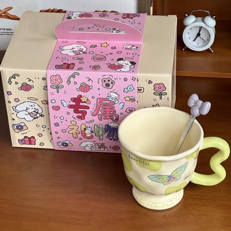 Birthday Gift for Best Friend High Looking Butterfly Ceramic Mug for Girls Practical Gift Souvenir Gift Box