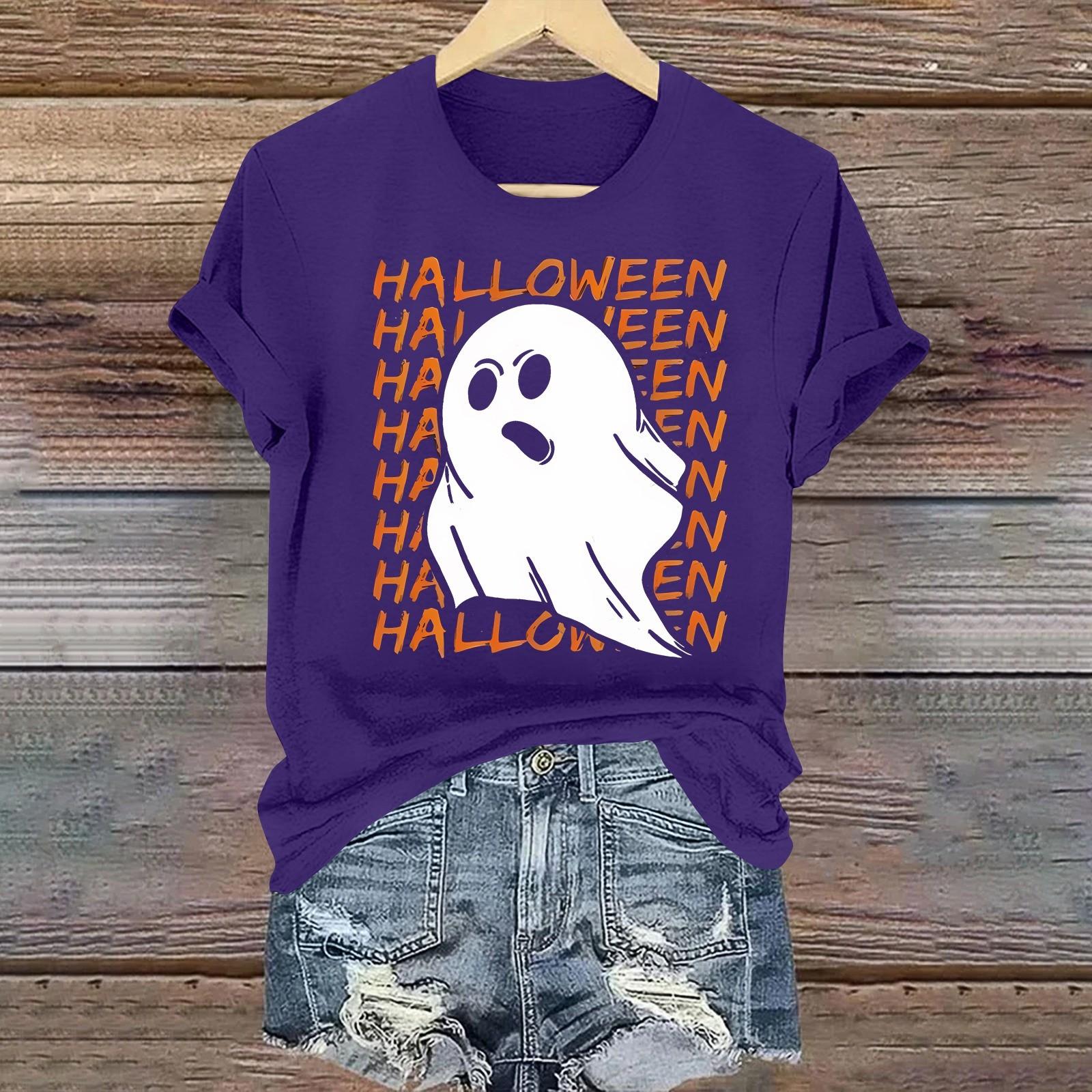 

Женская повседневная футболка с круглым вырезом и коротким рукавом, пуловер XXL фиолетовый