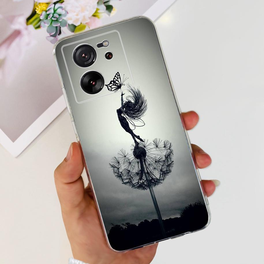 For Xiaomi 13T Pro Case Fashion Flowers Shockproof Soft Silicon Protector Clear Coque For Xiaomi 13T Phone Cases Mi 13TPro Funda